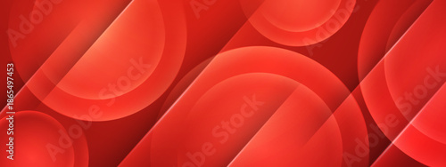 Red design with translucent circles and lines. Geometric abstract background perfect for modern graphic design projects and marketing materials