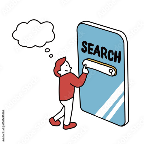 スマホを使って検索する人物のイラスト