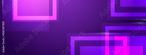 Purple gradient background with transparent pink squares and light gleams. Suitable for modern digital designs, presentations, web graphics, and social media