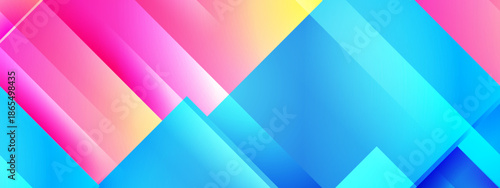 Geometric shapes in pink, blue, and yellow gradients. Suitable for vibrant abstract backgrounds or modern design elements. Great for web or print projects