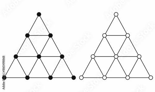 Pythagorean tetractys diagram or tetractys or tetrad or the tetractys of the decad.Abstract mathematical symbol used in philosophy, numerology, education, and sacred geometry concepts
