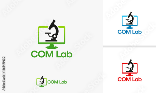 Computerized Laboratory Microscope Logo Design.