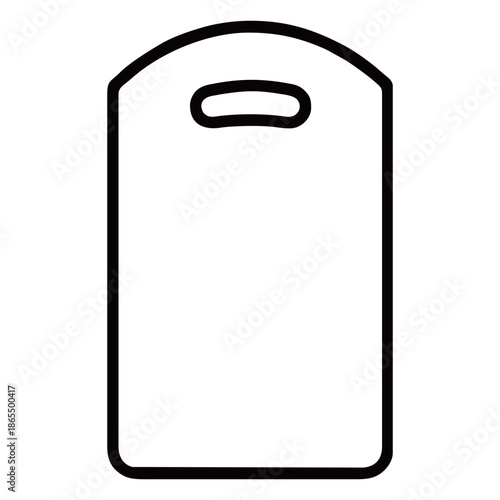 Minimalist black and white top view of a wooden chopping board on a neutral background for kitchen food preparation