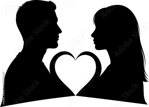 Couple Face to Face Romantic Love Moment Vector Illustration for Valentine Concept