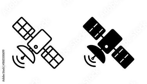 Satellite illustration icon in outline and silhouette styles
