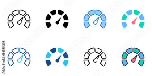 Dashboard icon set multiple style collection. Editable stroke 
