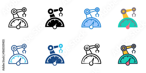 Overall Equipment Effectiveness icon set multiple style collection. Editable stroke 
