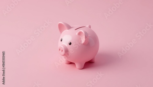 A classic ceramic pink piggy bank encourages smart financial habits