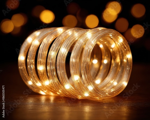 Decorative LED fairy lights on transparent wire creating warm glow