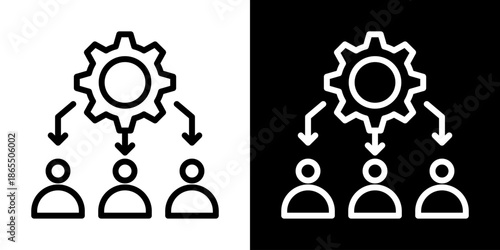 Management Icon Of Line Black And White Style Vector Illustration
