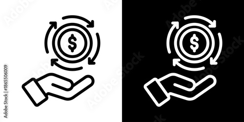 Revenue Cycle Icon Of Line Black And White Style Vector Illustration
