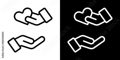 Charity Icon Of Line Black And White Style Vector Illustration