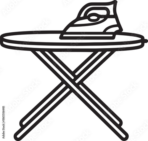 Ironing Board Line Art Illustration, Coloring Book Page Line Art Drawing	