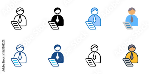 Supervisor icon set multiple style collection. Editable stroke 
