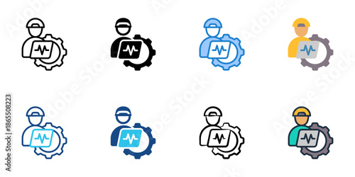 Engineer icon set multiple style collection. Editable stroke 
