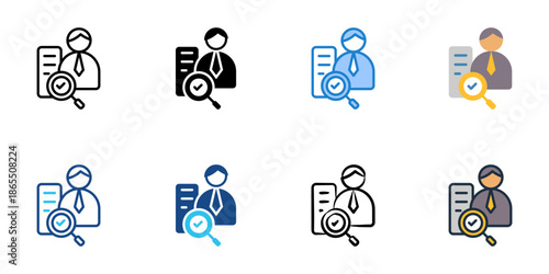Inspector icon set multiple style collection. Editable stroke 
