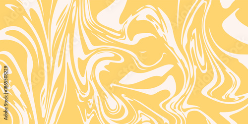 Retro groovy background in trendy 60-70s style. Abstract liquid marble pattern. Distorted wavy vintage backdrop. Vector Illustration