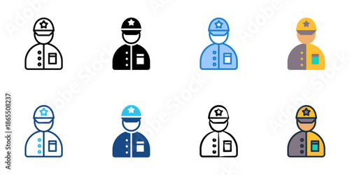 Safety officer icon set multiple style collection. Editable stroke 
