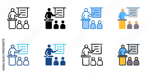 Training icon set multiple style collection. Editable stroke 
