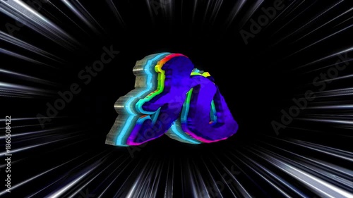 Number nine 3D Japanese character text loop animation