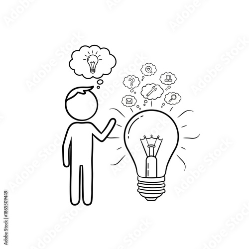 Man with Bright Idea Creative Thinking Innovation Concept.