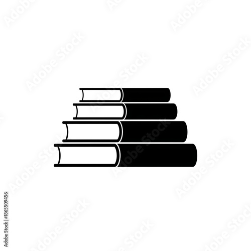 Flat black and white icon of a minimalist coffee table book stack