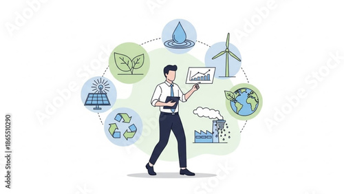 Sustainability Audit Checklist with Renewable Energy and Eco Business Concept