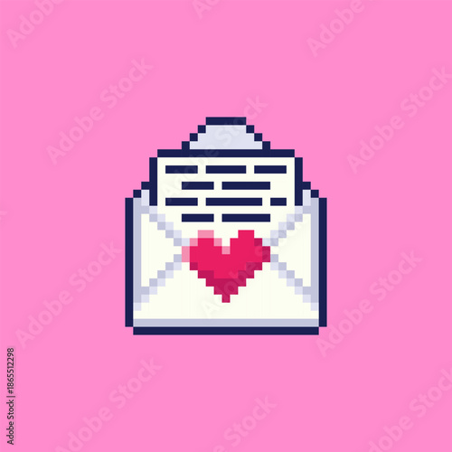 Pixel art Love Letter Envelope game asset