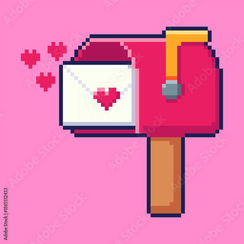Pixel art Valentine Mailbox game asset