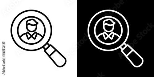 Search Icon Of Line Black And White Style Vector Illustration
