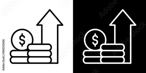 Price Level Icon Of Line Black And White Style Vector Illustration

