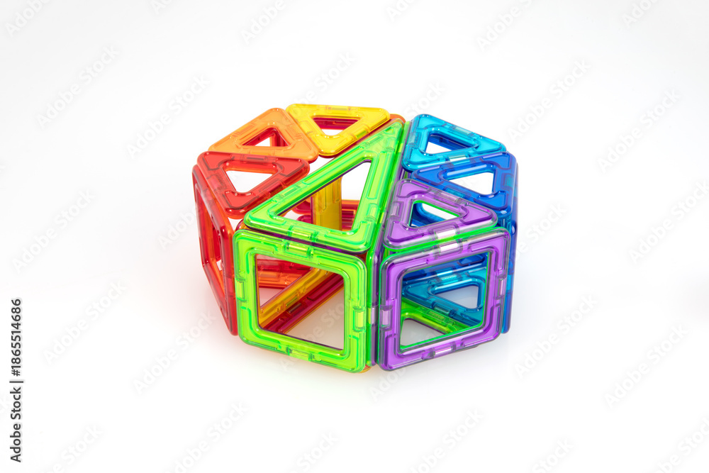 Fototapeta premium Stage 2: Intermediate Assembly Colorful Wooden Sculpture Children's Hands-On Learning