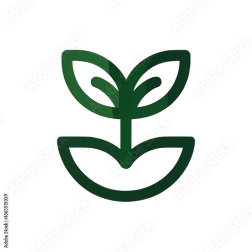 Growing seedling in soil isolated on white background