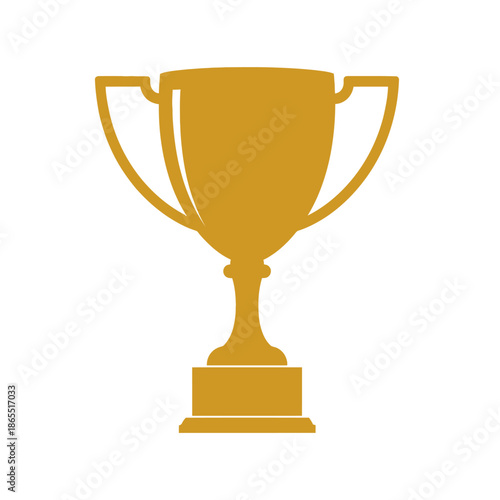 A golden trophy illustration on a white background symbolizing achievement and victory