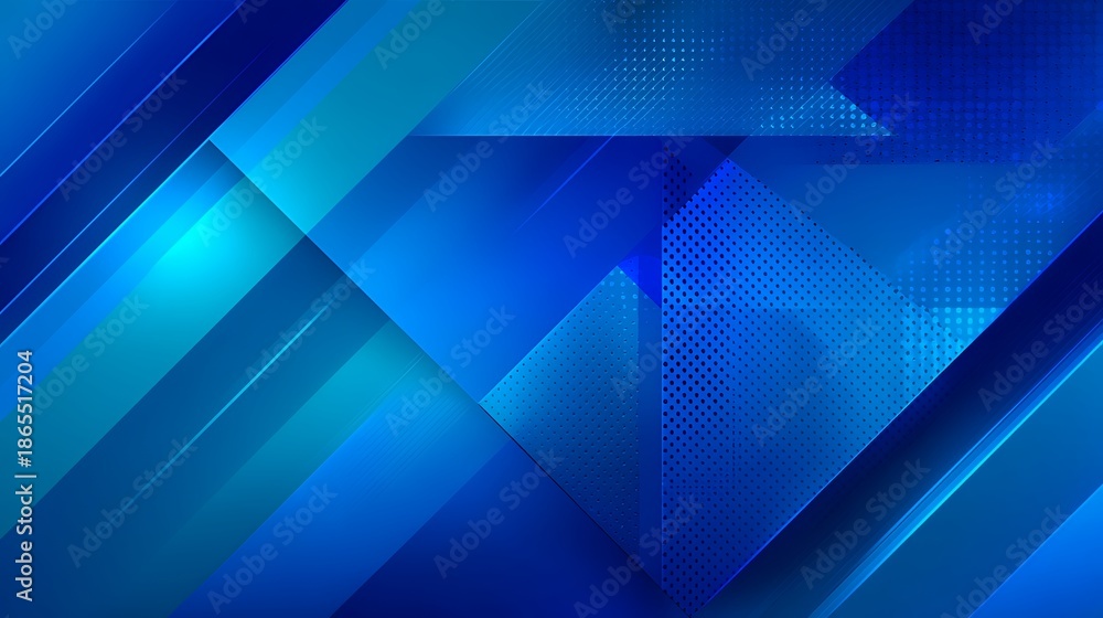 Obraz premium Neon Blue Geometric Fusion: Abstract Digital Art Design