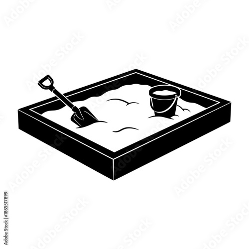 A simple sandbox with a bucket and shovel ideal for children s play