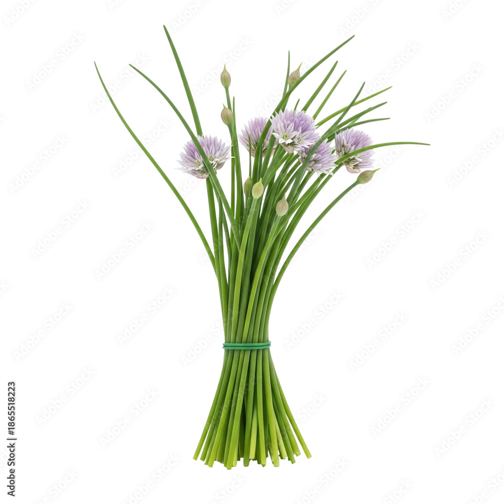 Fototapeta premium Botanical chives bunch with smooth leaf texture 