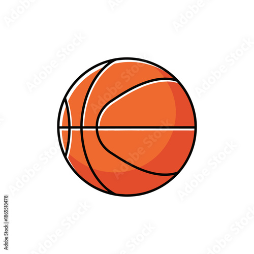 A simple illustration of an orange basketball with black lines and panels