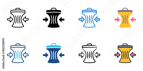 Waste reduction icon set multiple style collection. Editable stroke 
