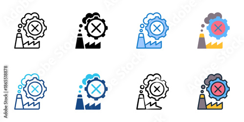 Emission control icon set multiple style collection. Editable stroke 
