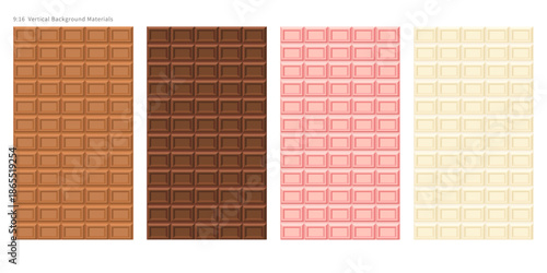 9:16 縦型 チョコレート背景 無地 4色セット｜縦背景素材