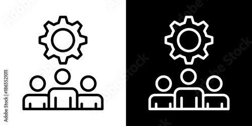 Management Icon Of Line Black And White Style Vector Illustration
