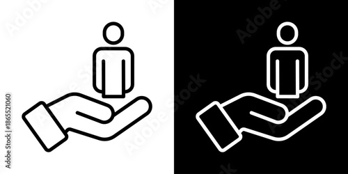 Initial Support Icon Of Line Black And White Style Vector Illustration

