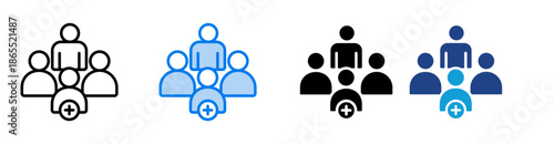 Human resources icon set multiple style collection
