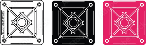  Japanese wooden torii gate illustration, traditional shinto shrine entrance with stone path, garden rocks, green bushes, and zen landscape scenery..eps