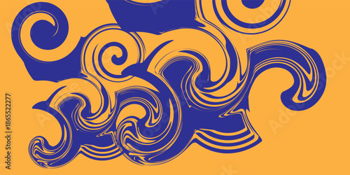 Vector abstract background with dynamic orange waves, lines and particles. Eps10