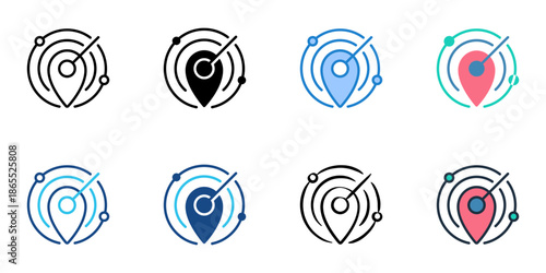 Tracking icon set multiple style collection. Editable stroke 
