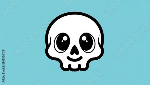 Cartoon Skull with Smiling Face Illustration.