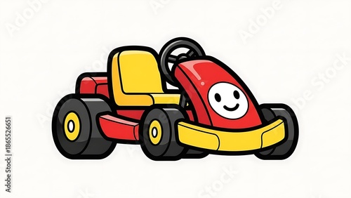 Red and Yellow Cartoon Go Kart Vehicle.