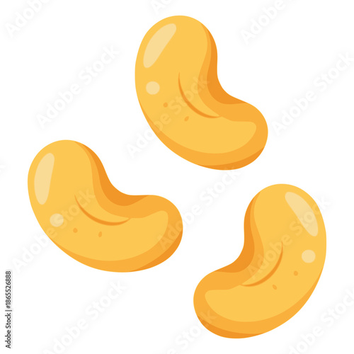 cartoon cashew nut healthy nature food flat color vector illustration template design